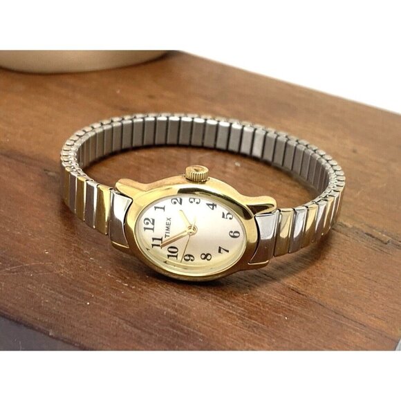 Timex Women\'s Watch T2M570 Quartz Oval Petite Two Tone Steel Expansion Band main image 13